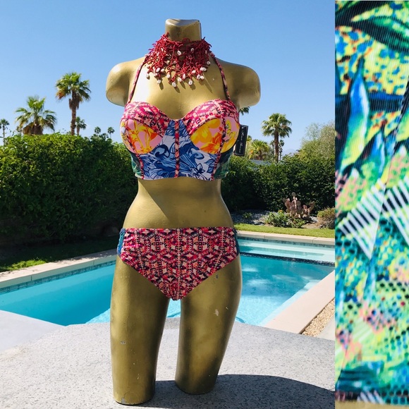 NWT 80s Inspired TROPICAL Status Print BIKINI L - Picture 16 of 16